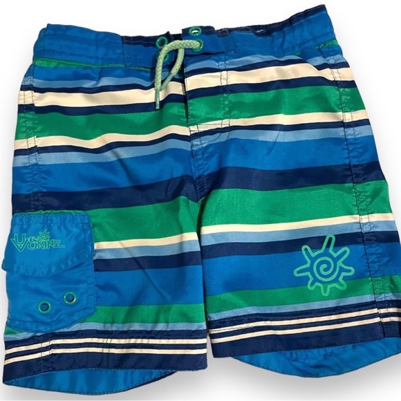 UV SKINZ 2T Boys swim trunks and rash guard matching set blue and green - Picture 1 of 9